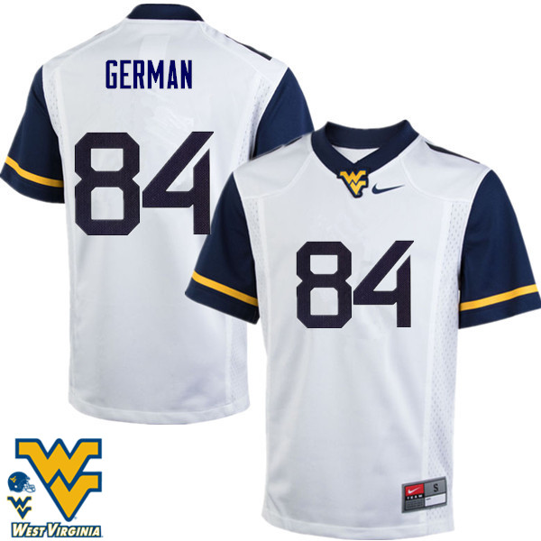 Men #84 Nate German West Virginia Mountaineers College Football Jerseys-White - Click Image to Close